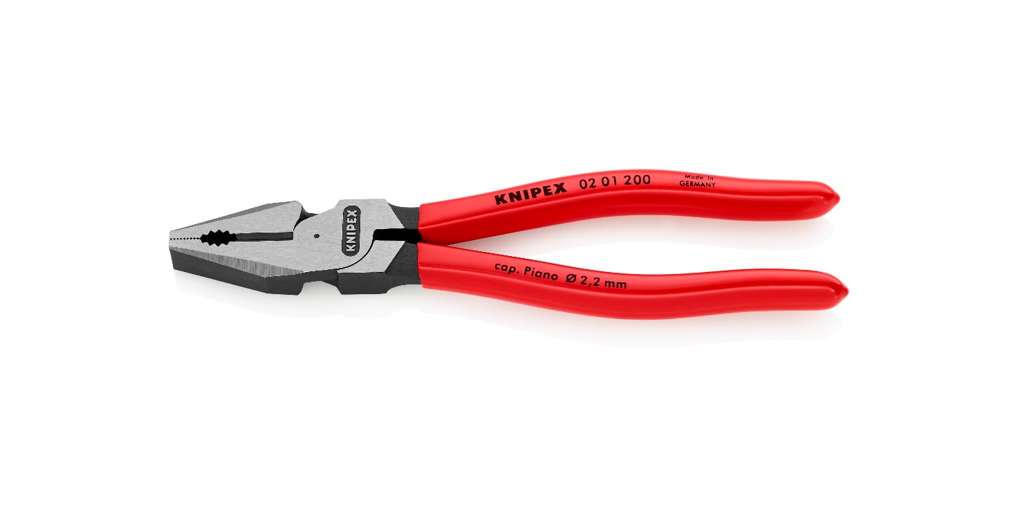 02 01 200 - GÜÇLÜ KOMBİNE PENSE PARLATILMIŞ PLASTİK 200MM KNIPEX - 