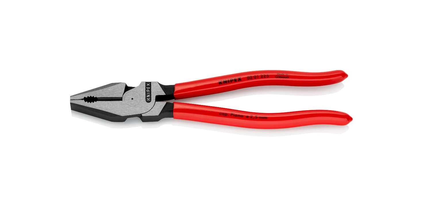 02 01 225 - GÜÇLÜ KOMBİNE PENSE PARLATILMIŞ PLASTİK 225MM KNIPEX - 
