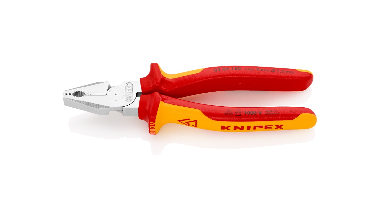 02 06 180 - GÜÇLÜ KOMBİNE PENSE PARLATILMIŞ KROM 180MM - KNIPEX - 