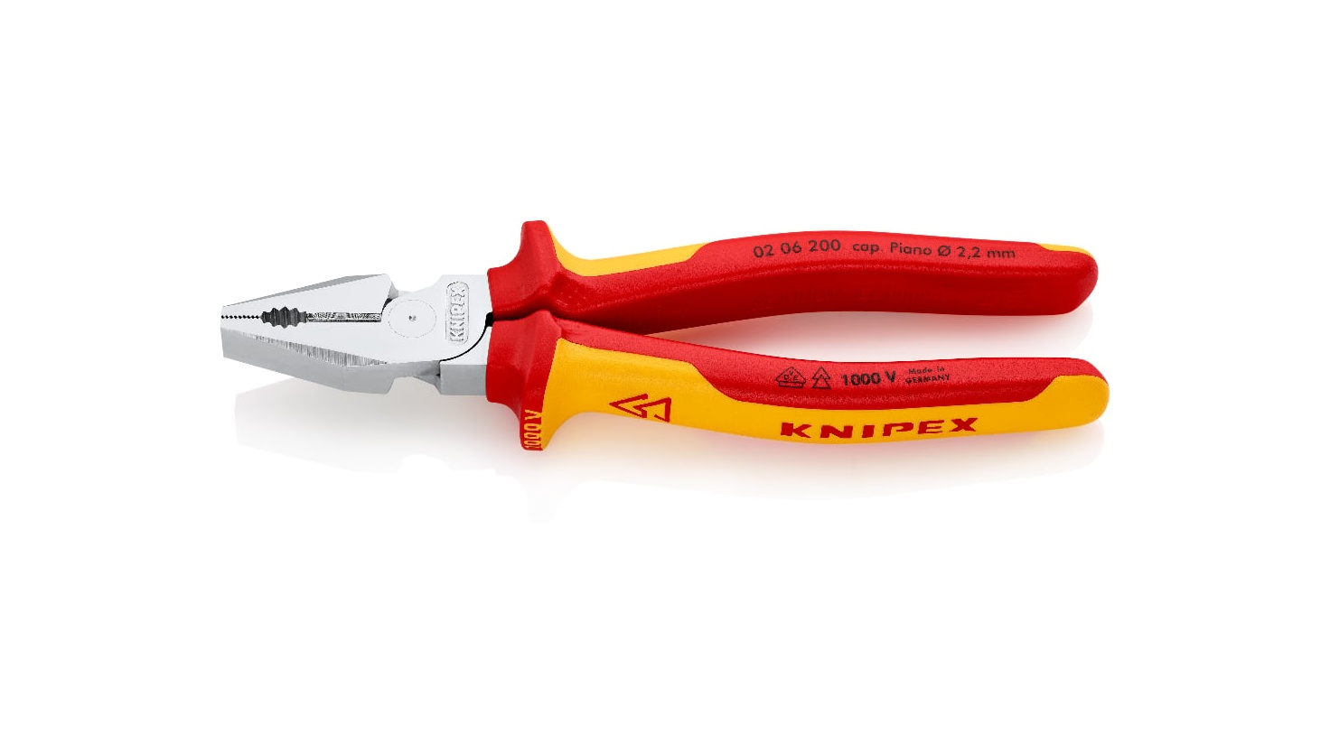 02 06 200 - GÜÇLÜ KOMBİNE PENSE PARLATILMIŞ KROM 225MM KNIPEX - 