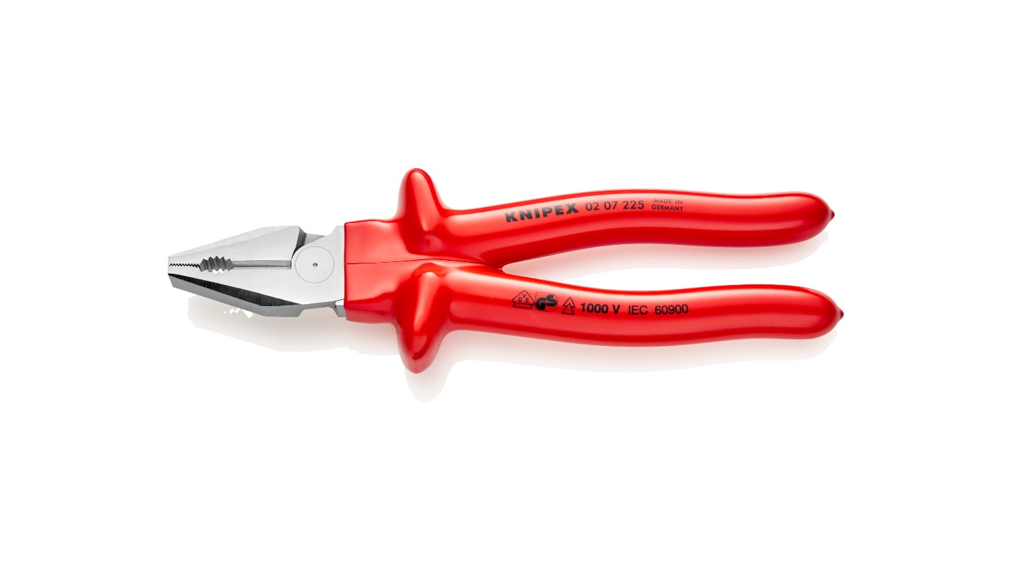 02 07 225 - GÜÇLÜ KOMBİNE PENSE PARLATILMIŞ KROM İZOLE 225MM KNIPEX - 
