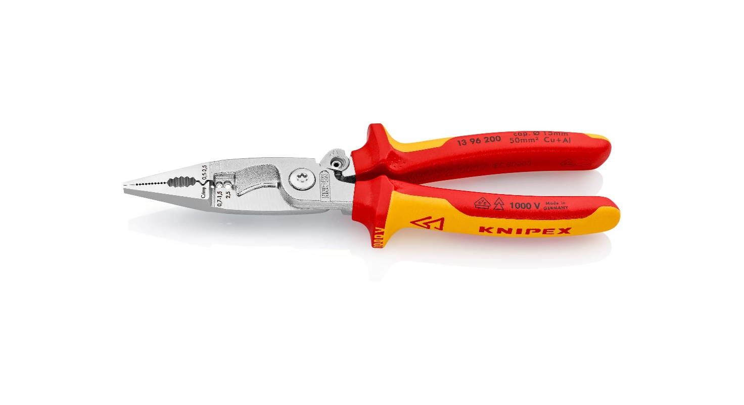 13 96 200 - VDE YAYLI KOMBİNE ELEKTRİKÇİ PENSESİ KNIPEX - 