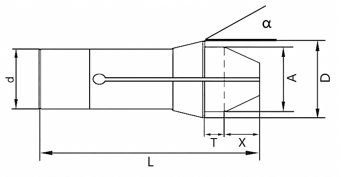157E DIN6343 COLLET 2.5MM ROUND LONG NOSE SMOOTH BORE - 2