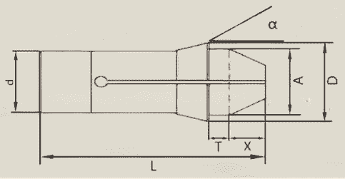 163E210RLS - 163E DIN6343 COLLET 21MM ROUND LONG SMOOTH - 2